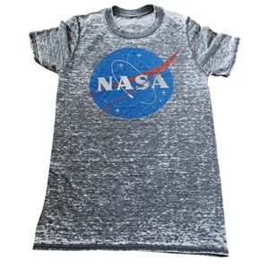 Fifth Sun NASA Graphic T-Shirt Grey Burnout Space Dye Logo Tee Mens Small
